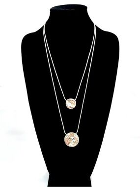 WHITE HOUSE BLACK MARKET Layered Double Silver Pendant Necklace NWT